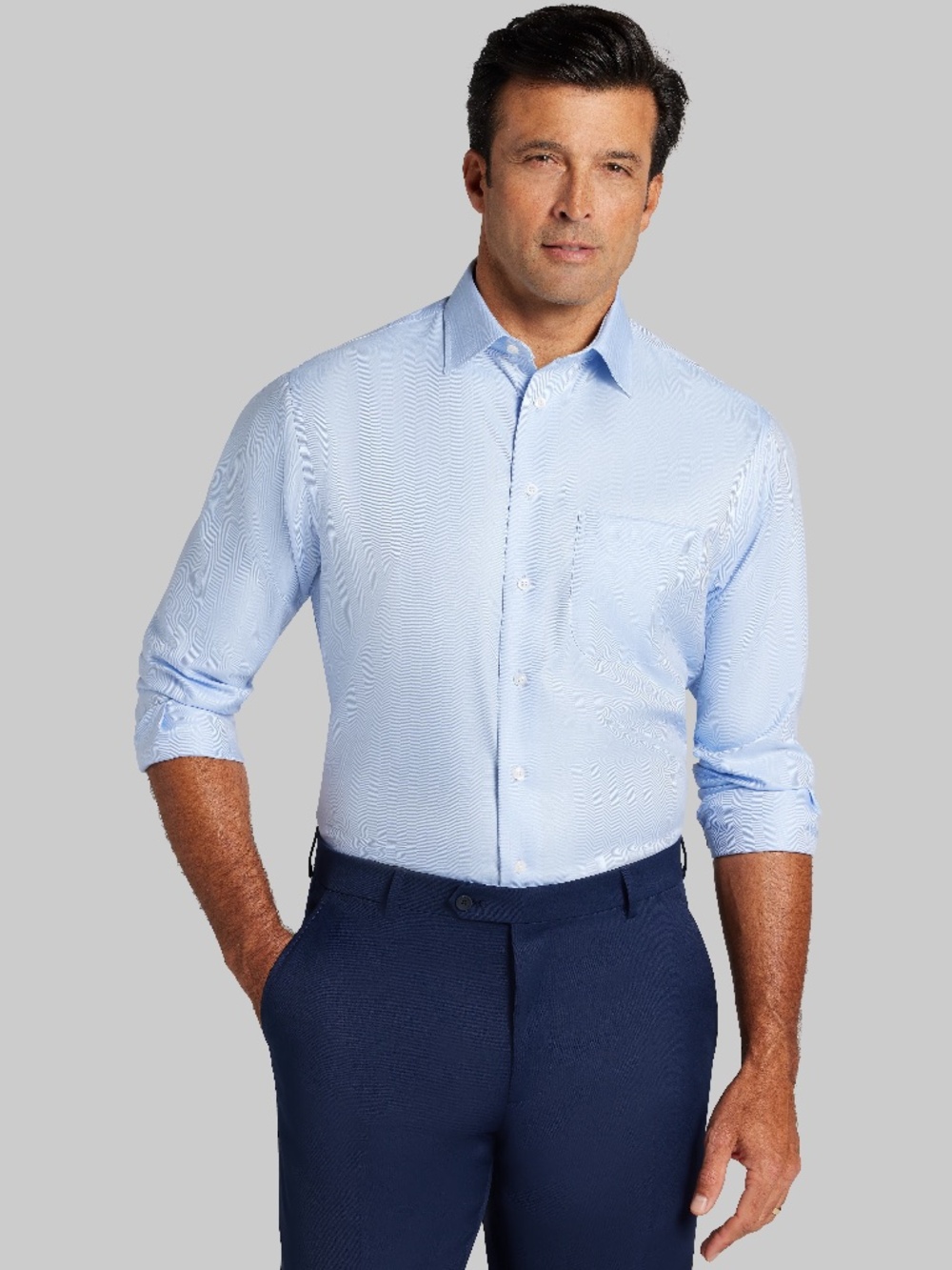 Jos. A. Bank Collection Tailored Fit Spread Collar Herringbone Dress Shirt